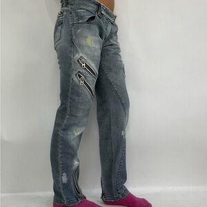 Luxury miss sixty y2k double zip paint jeans size 29